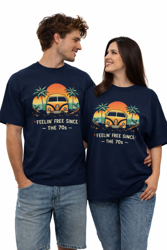 T - shirt Oversize Streetwear Retro "Feelin’ Free Since The 70s"