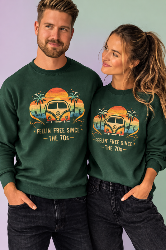 Bluza Streetwear Retro "Feelin’ Free Since The 70s"  Wiosenna Kolekcja Streetwear - Miękka, Lekka Sweatshirt